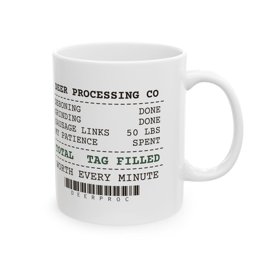 Funny Hunting Mug Processing Receipt Tag Filled