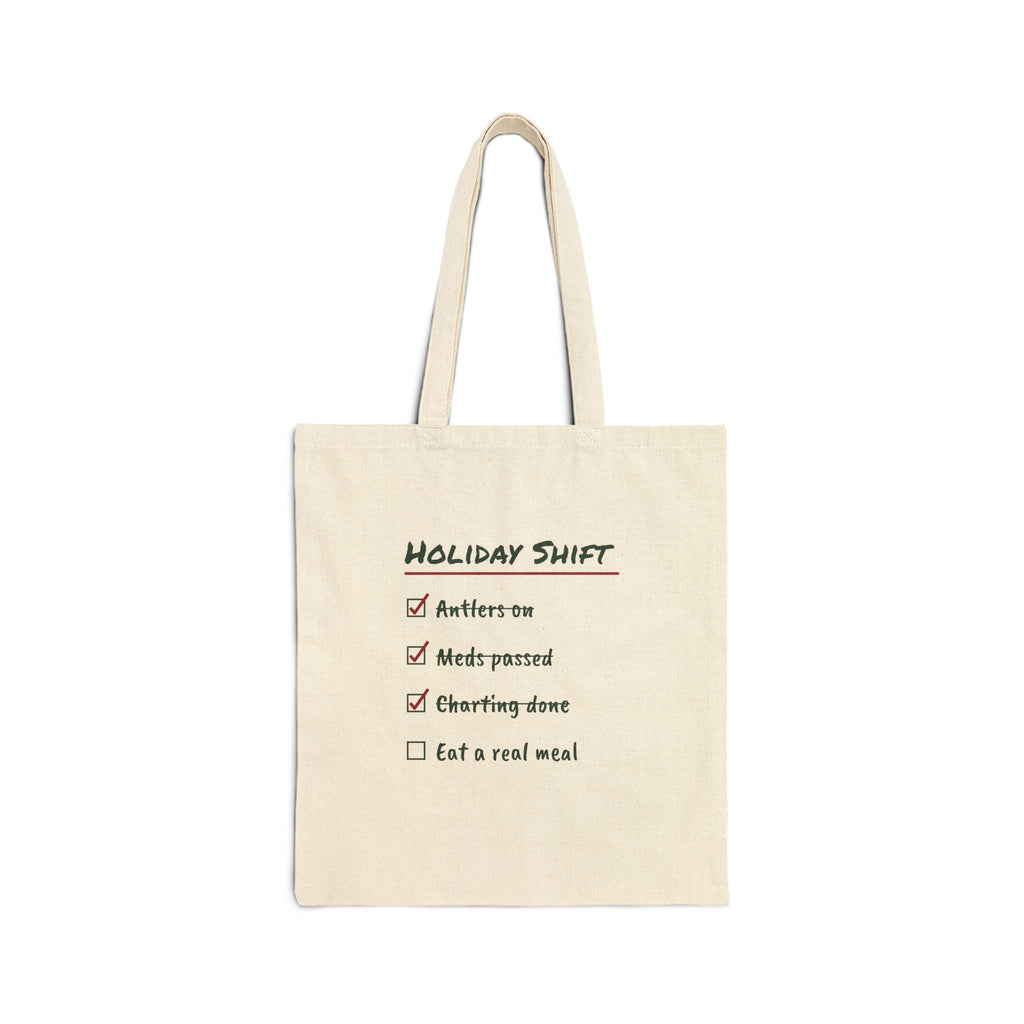 Funny Christmas Tote Bag Holiday Shift Eat A Real Meal For Nurses