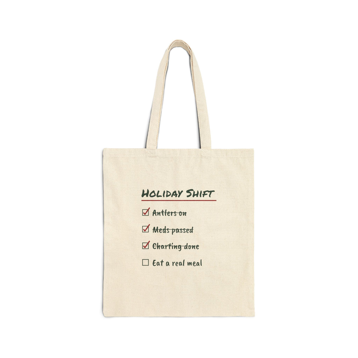 Funny Christmas Tote Bag Holiday Shift Eat A Real Meal For Nurses