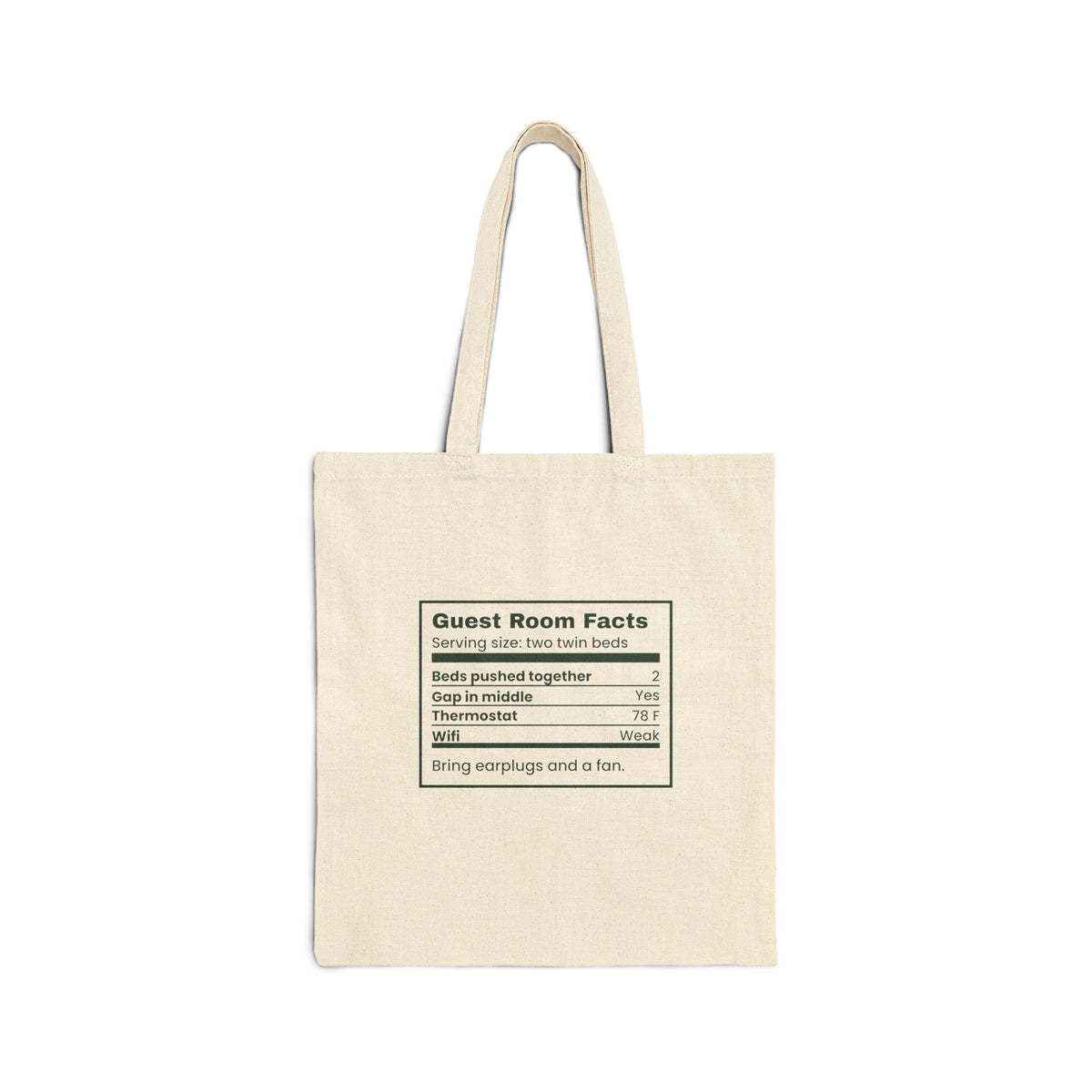 Funny Christmas In Laws Tote Bag Guest Room Nutrition Facts