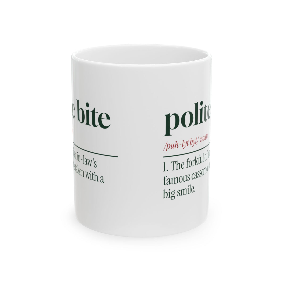 Funny In-Laws Christmas Coffee Mug Polite Bite Dictionary Definition
