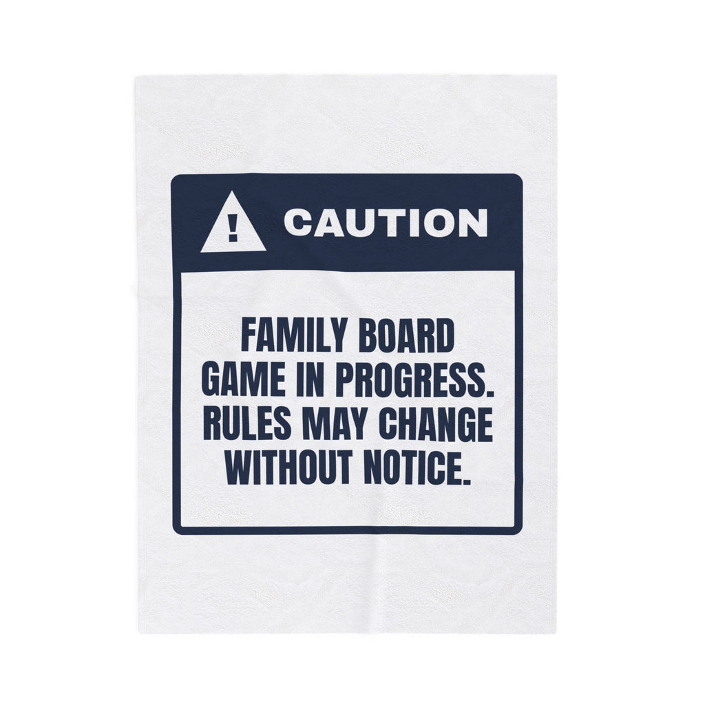 Funny Family Christmas Throw Blanket Family Game Night Caution Label