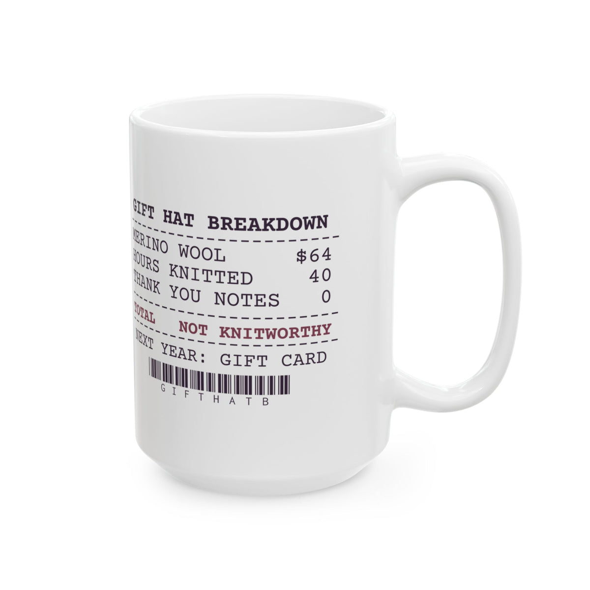Funny Knitting Coffee Mug Gift Hat Breakdown Receipt For Knitters