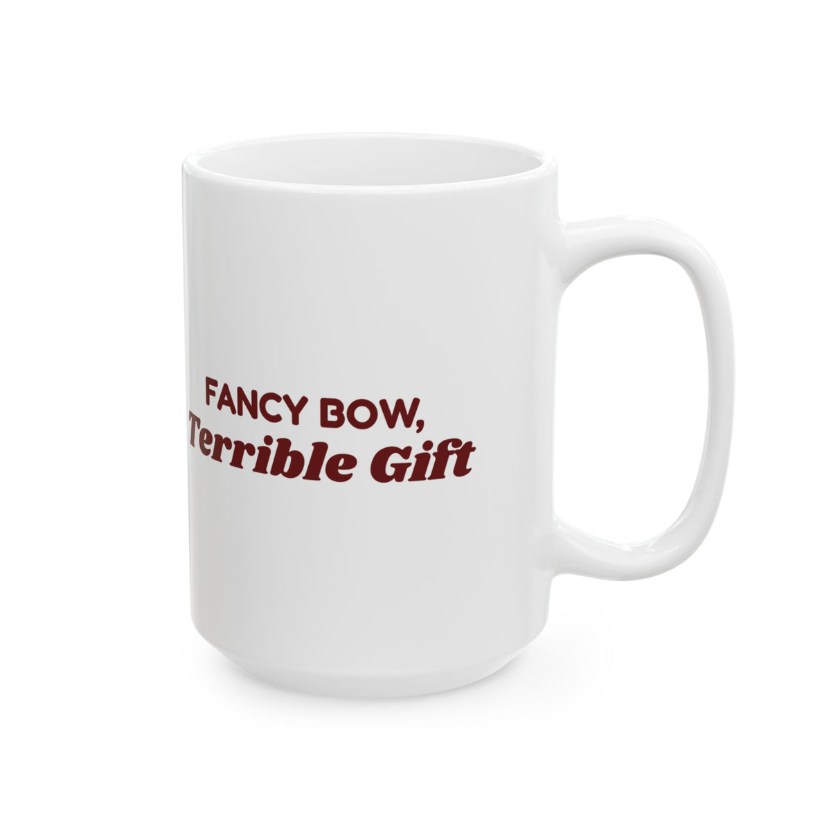 Funny White Elephant Coffee Mug Fancy Bow Terrible