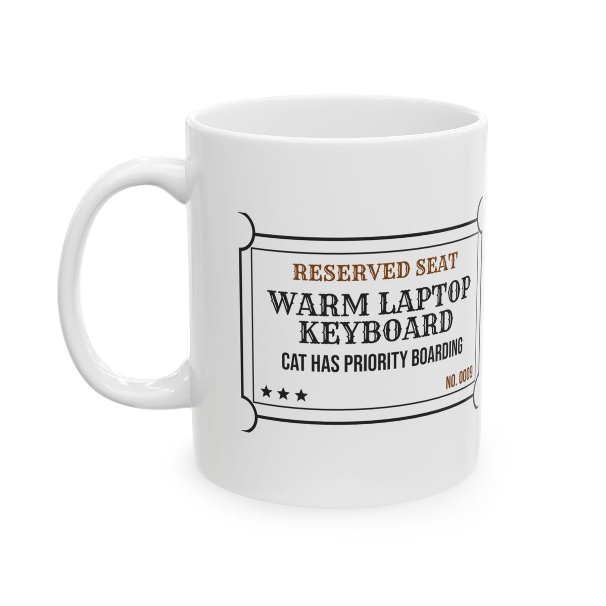Funny Cat Dad Coffee Mug Reserved Seat Warm Laptop Keyboard
