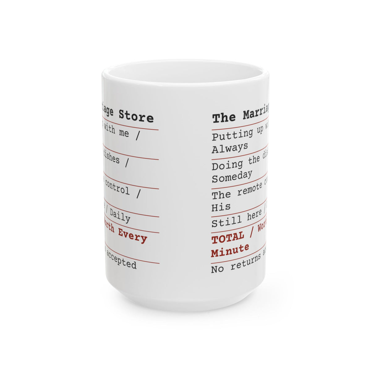 Funny Marriage Receipt Coffee Mug Worth It For Husband