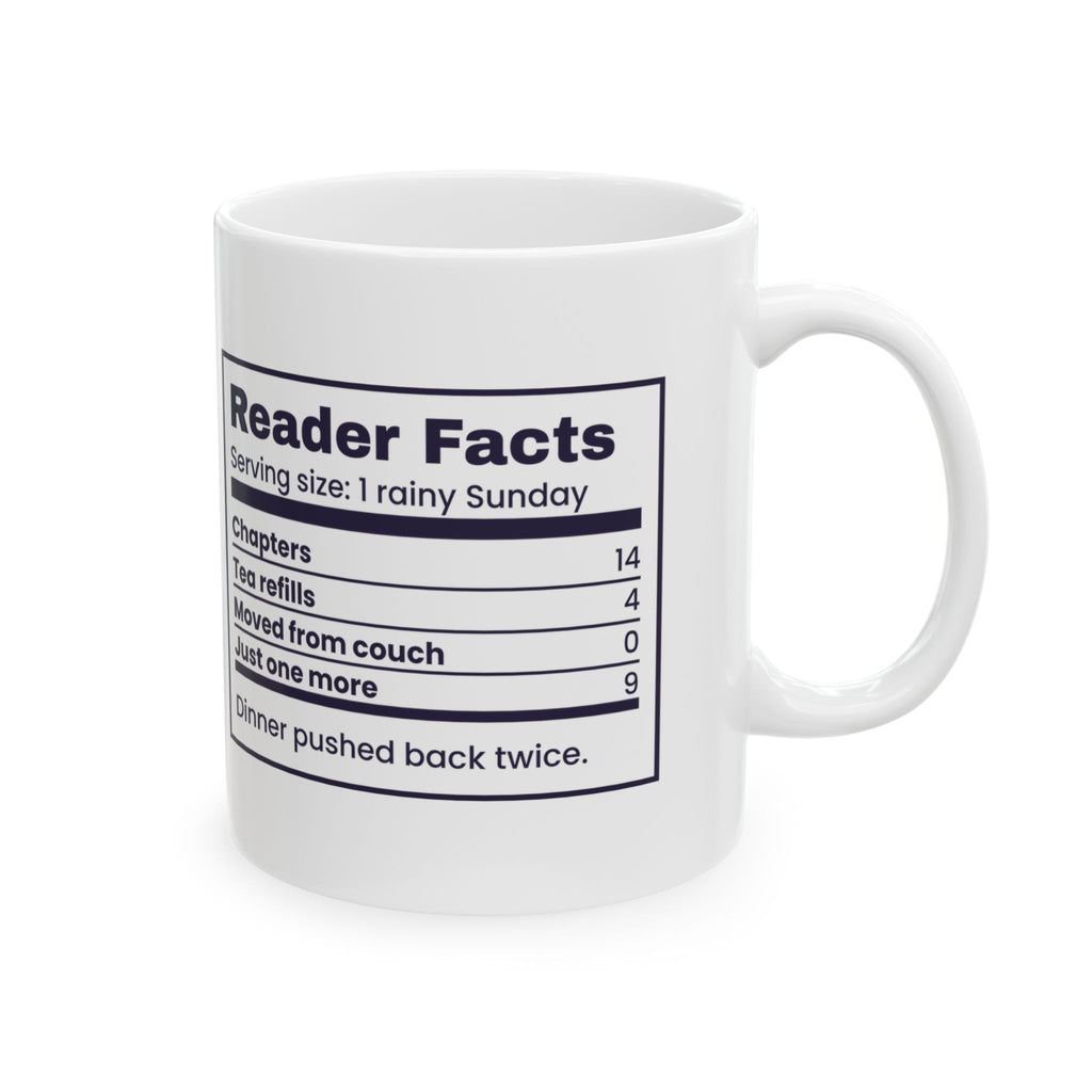 Funny Book Lover Coffee Mug Reader Facts Nutrition Label