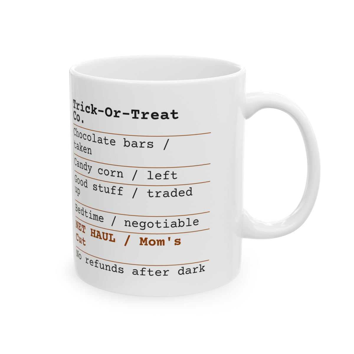 Funny Halloween Coffee Mug Candy Receipt Mom's Cut For Moms
