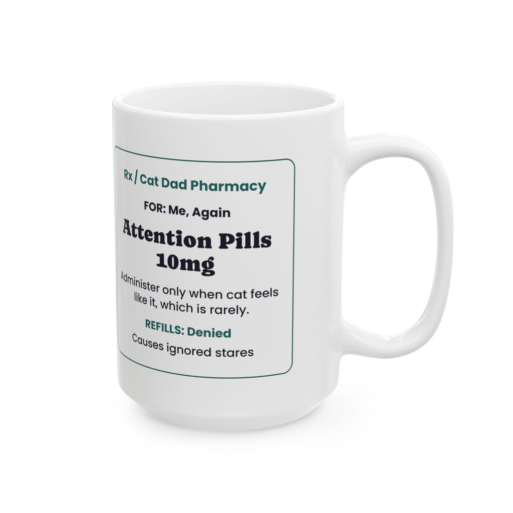 Funny Cat Dad Coffee Mug Prescription Label For Cat Dads