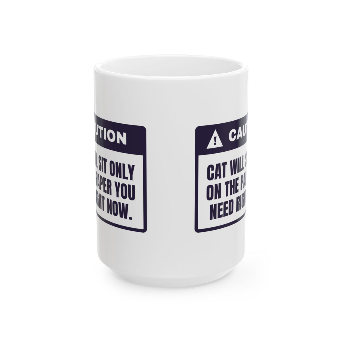 Funny Cat Mom Coffee Mug Sits On The One Paper You Need Warning