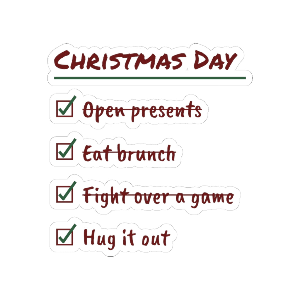 Funny Family Christmas Sticker Fight Over A Game Hug It Out