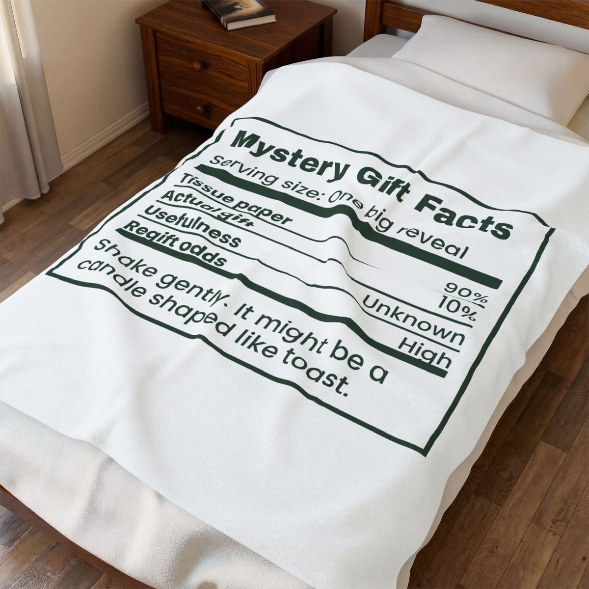 Funny White Elephant Throw Blanket Mystery Gift Facts Label