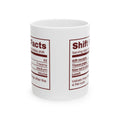 Funny Christmas Retail Worker Coffee Mug Shift Facts Nutrition Label