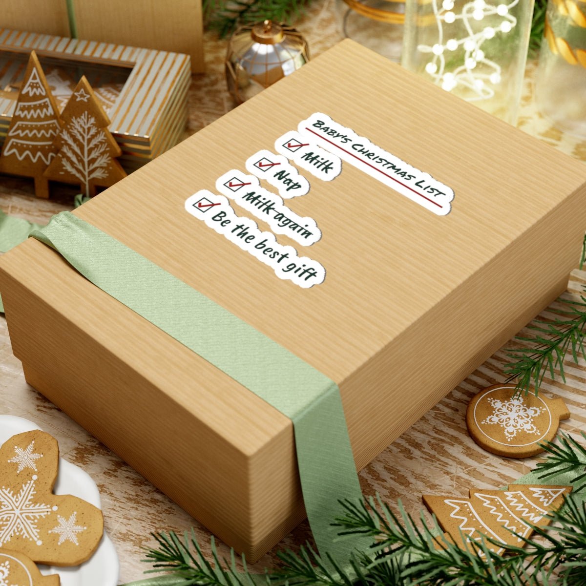 Baby's First Christmas Sticker Baby's Christmas List For New Parents