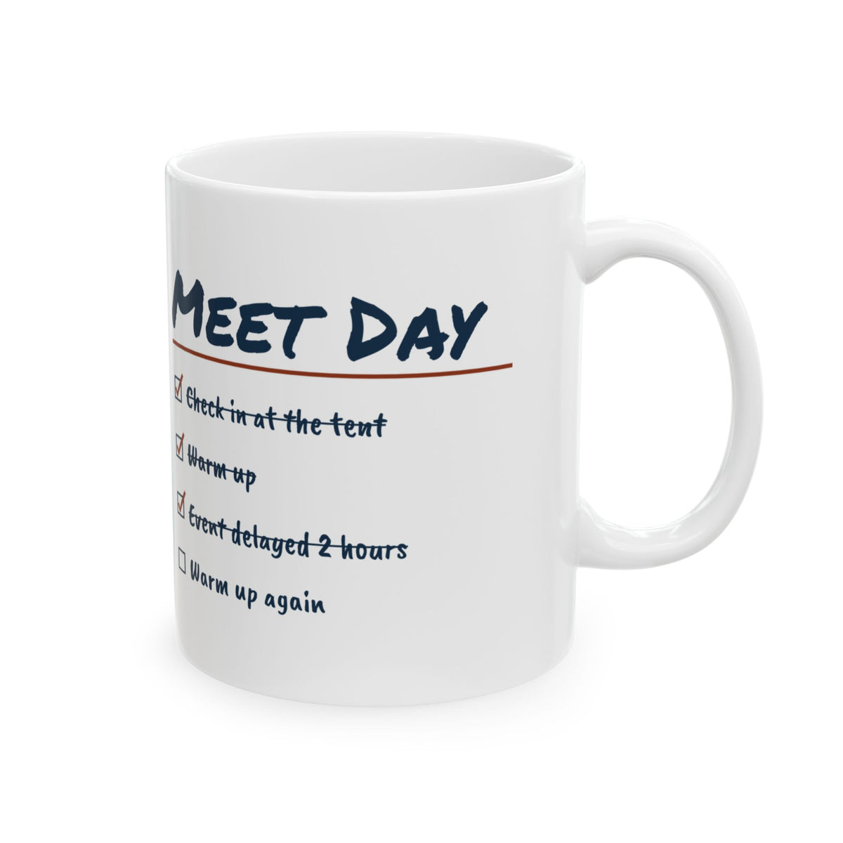 Funny Track Coffee Mug Meet Day Checklist Warm Up Again