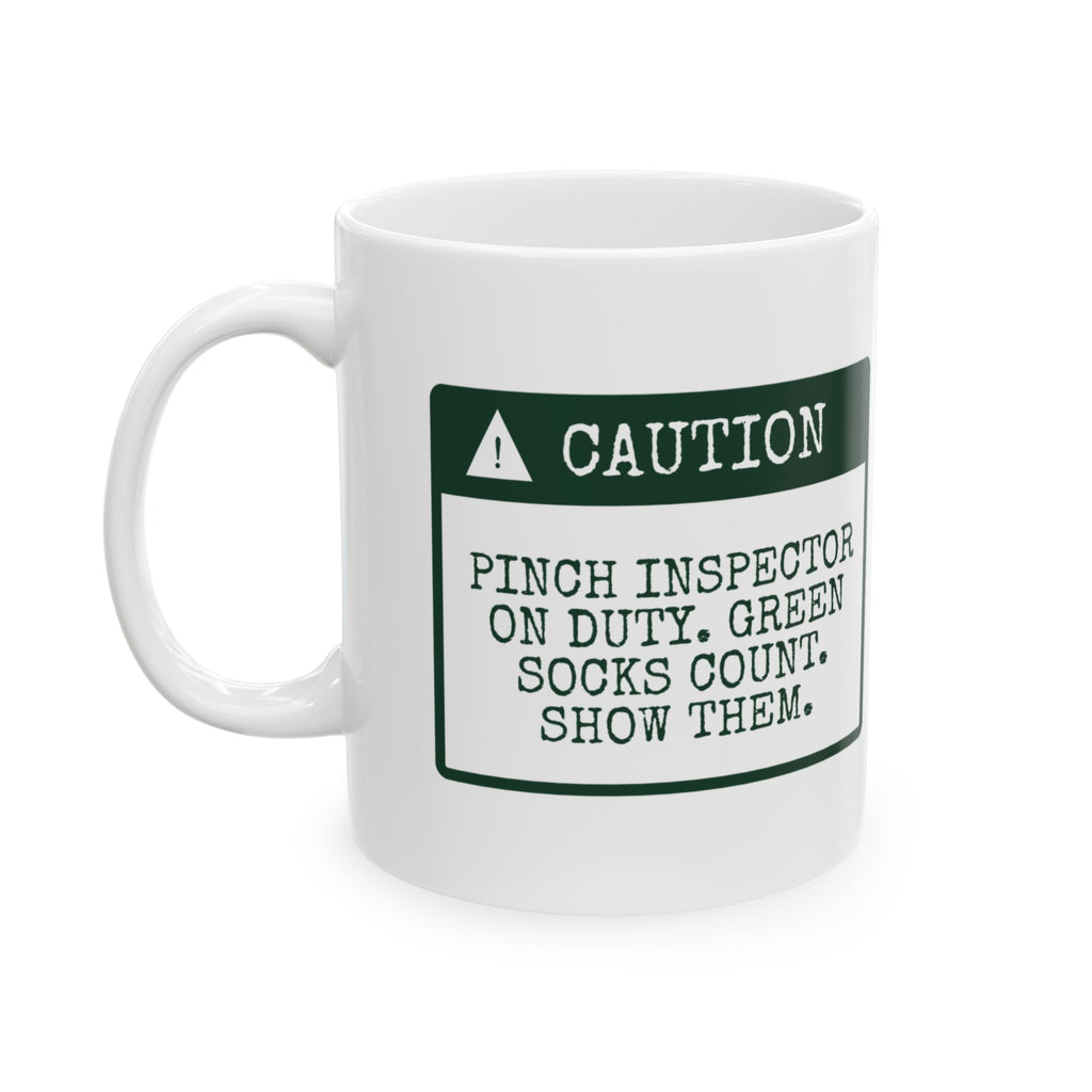 Funny St Patricks Day Coffee Mug Green Socks Count Pinch Inspector