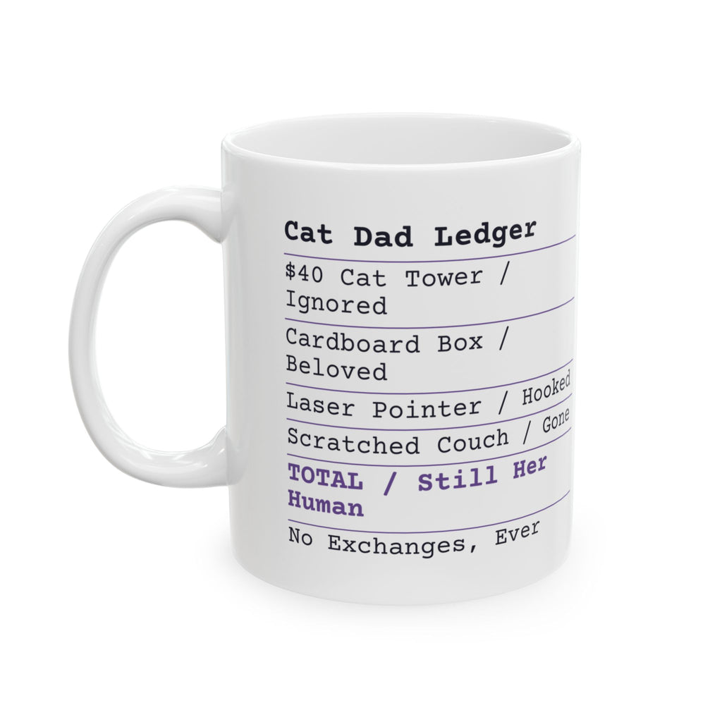 Funny Cat Dad Coffee Mug Receipt Still Her Human For Cat Dads