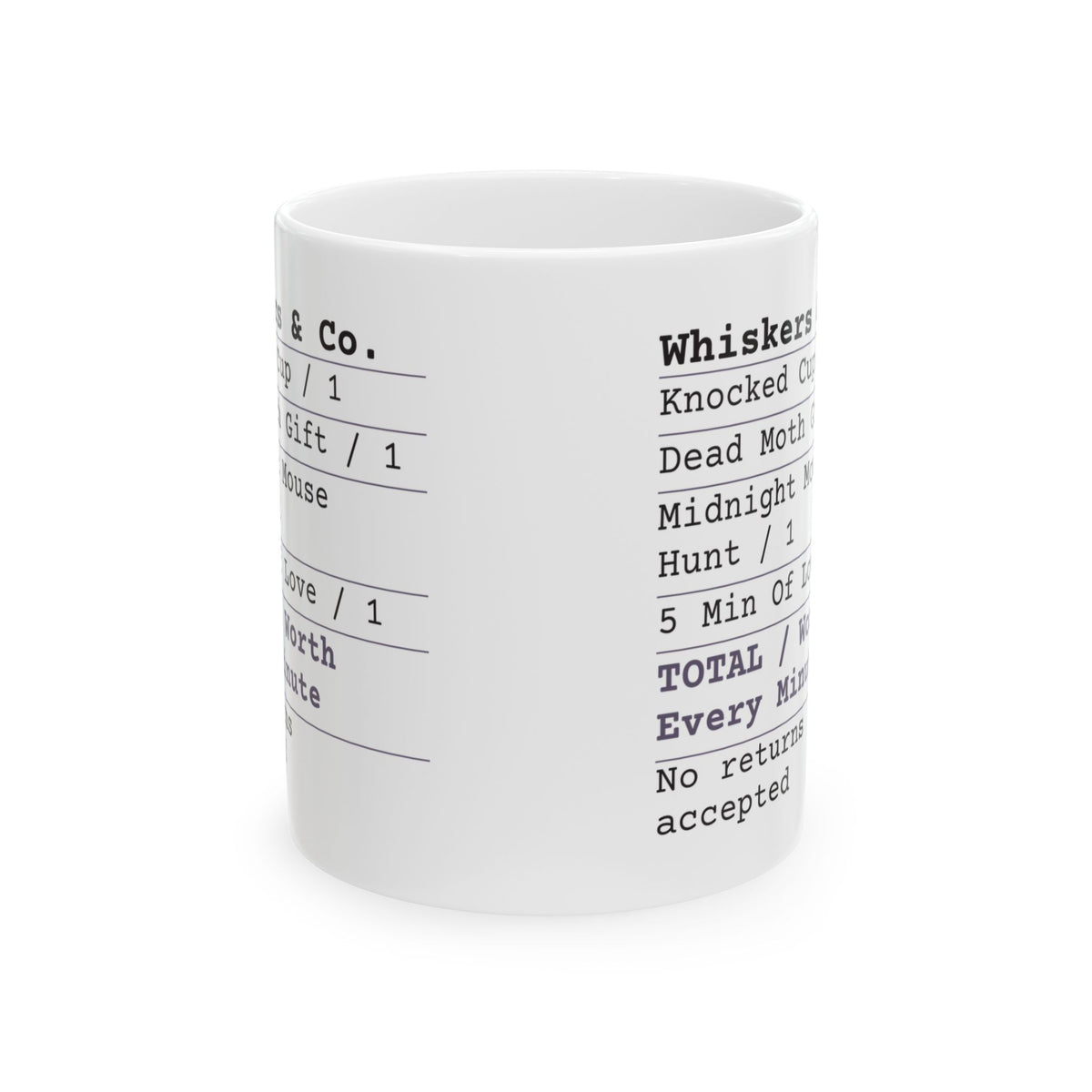 Funny Cat Coffee Mug Love Receipt Worth Every Minute For Cat Lovers