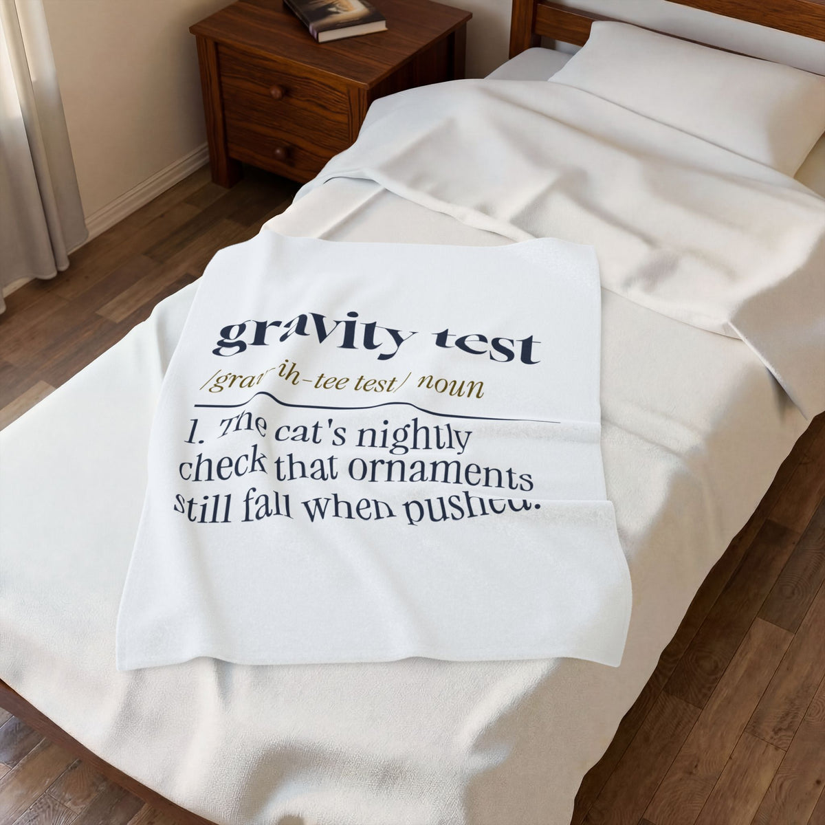 Funny Christmas Cat Throw Blanket Gravity Test Dictionary Definition