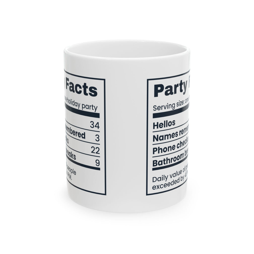 Funny Introvert Christmas Party Coffee Mug Party Facts Nutrition Label