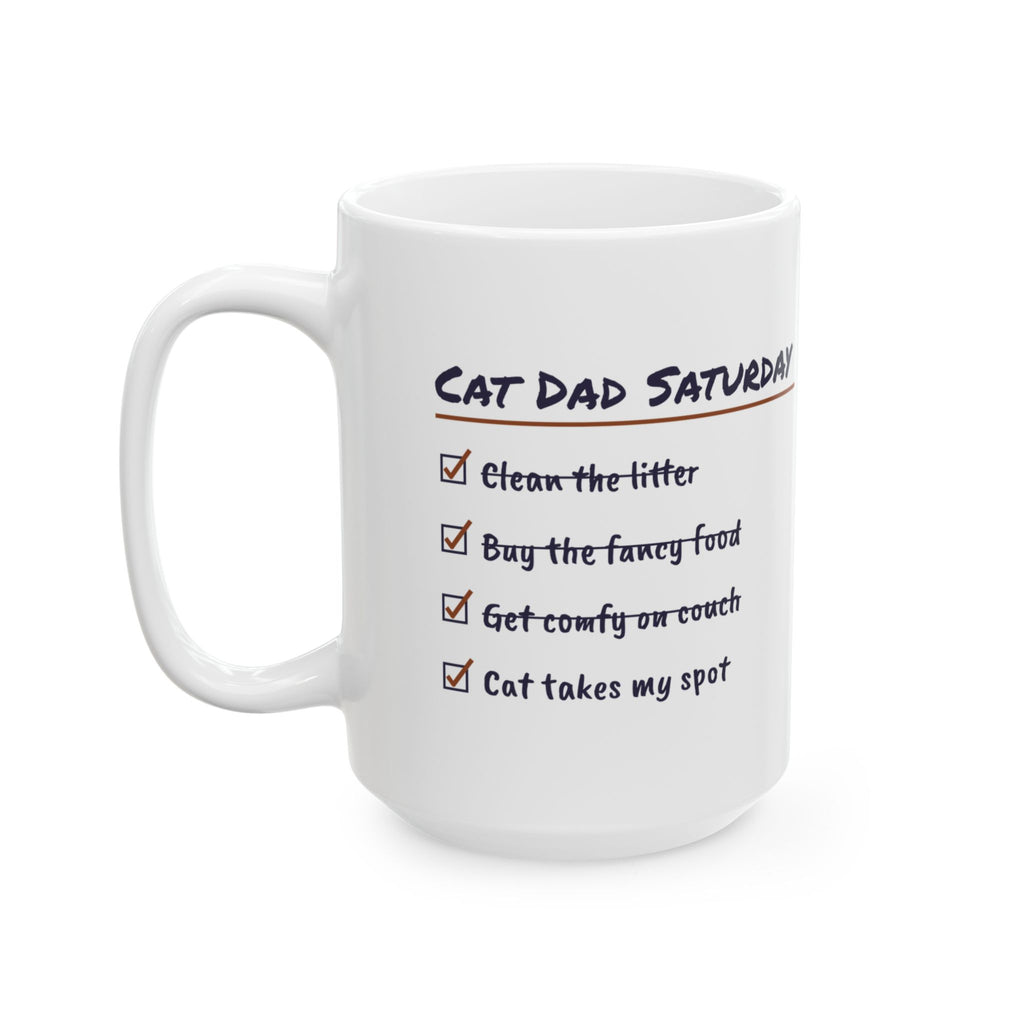 Funny Cat Dad Father's Day Coffee Mug Cat Dad Saturday Checklist