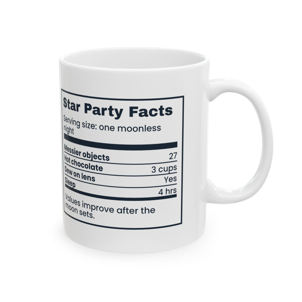 Funny Astronomy Mug Star Party Facts Nutrition Label