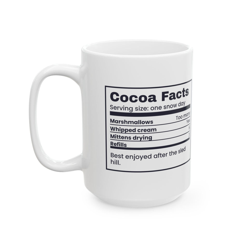 Christmas Cocoa Coffee Mug Cocoa Facts Snow Day Nutrition Label Hot