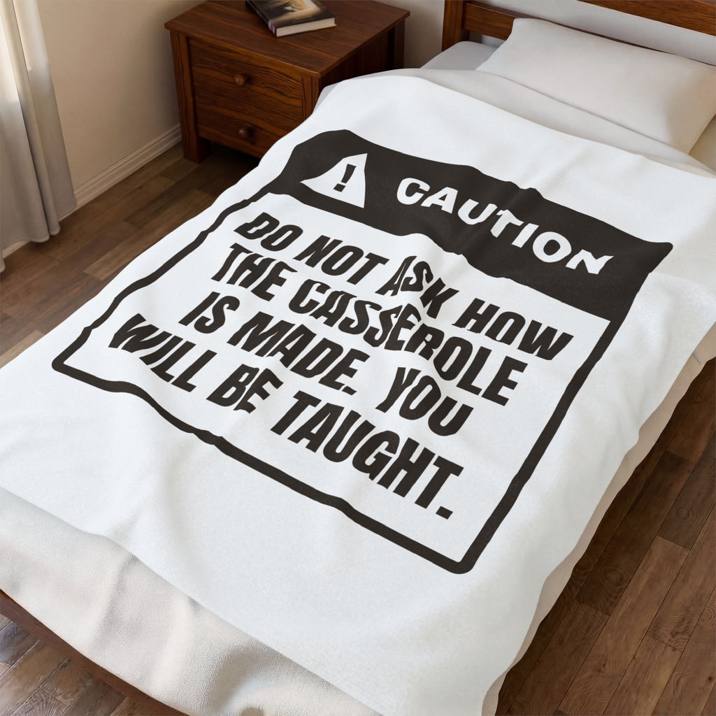 Funny In Law Christmas Throw Blanket Caution Casserole Warning Label