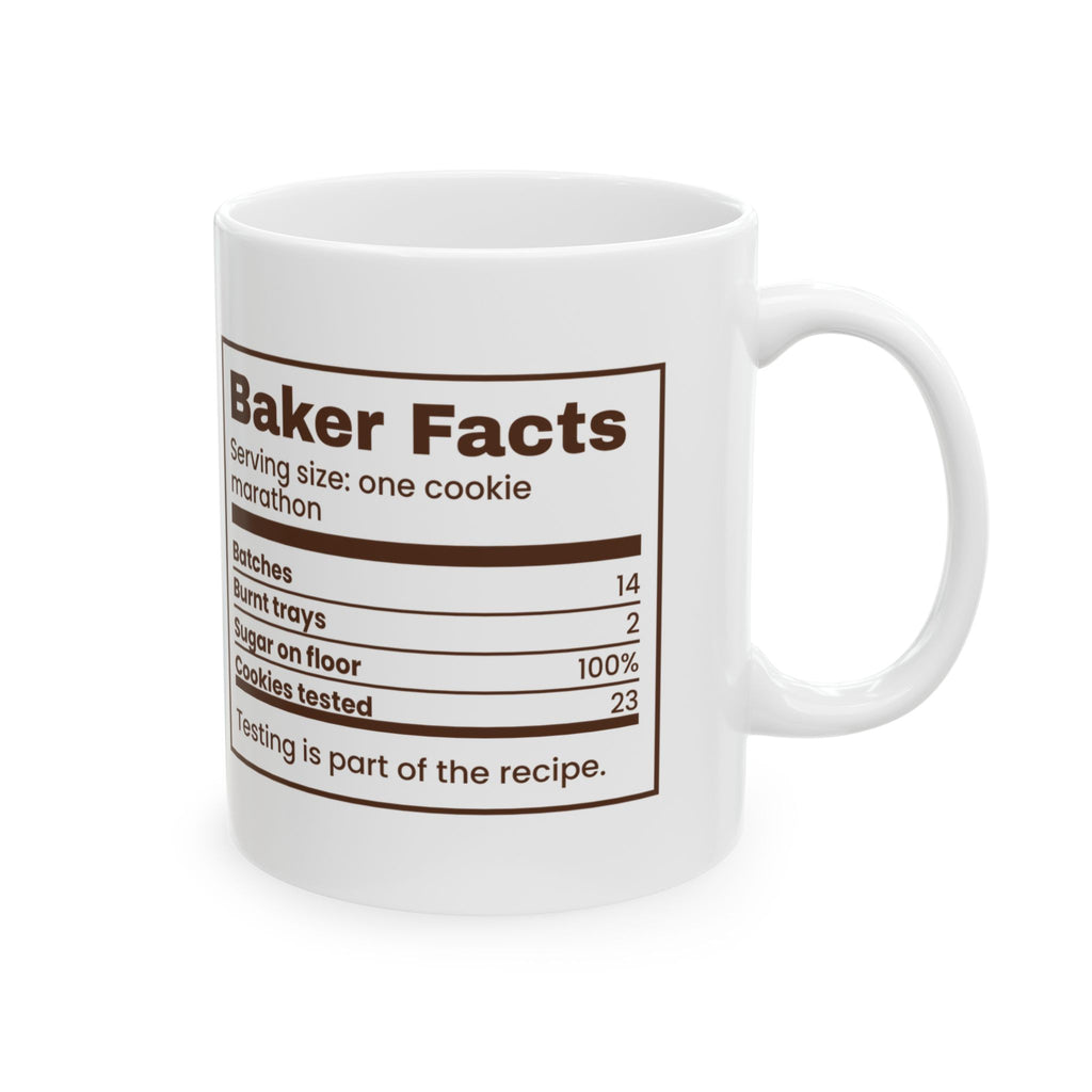 Funny Christmas Coffee Mug Baker Facts Cookies Tested Nutrition Label