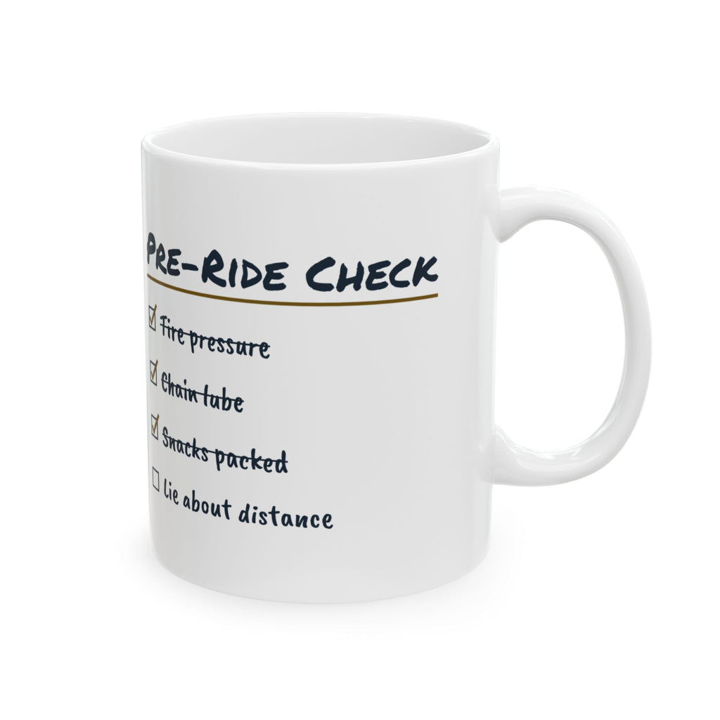 Funny Cycling Coffee Mug Pre-Ride Check List For Cyclists