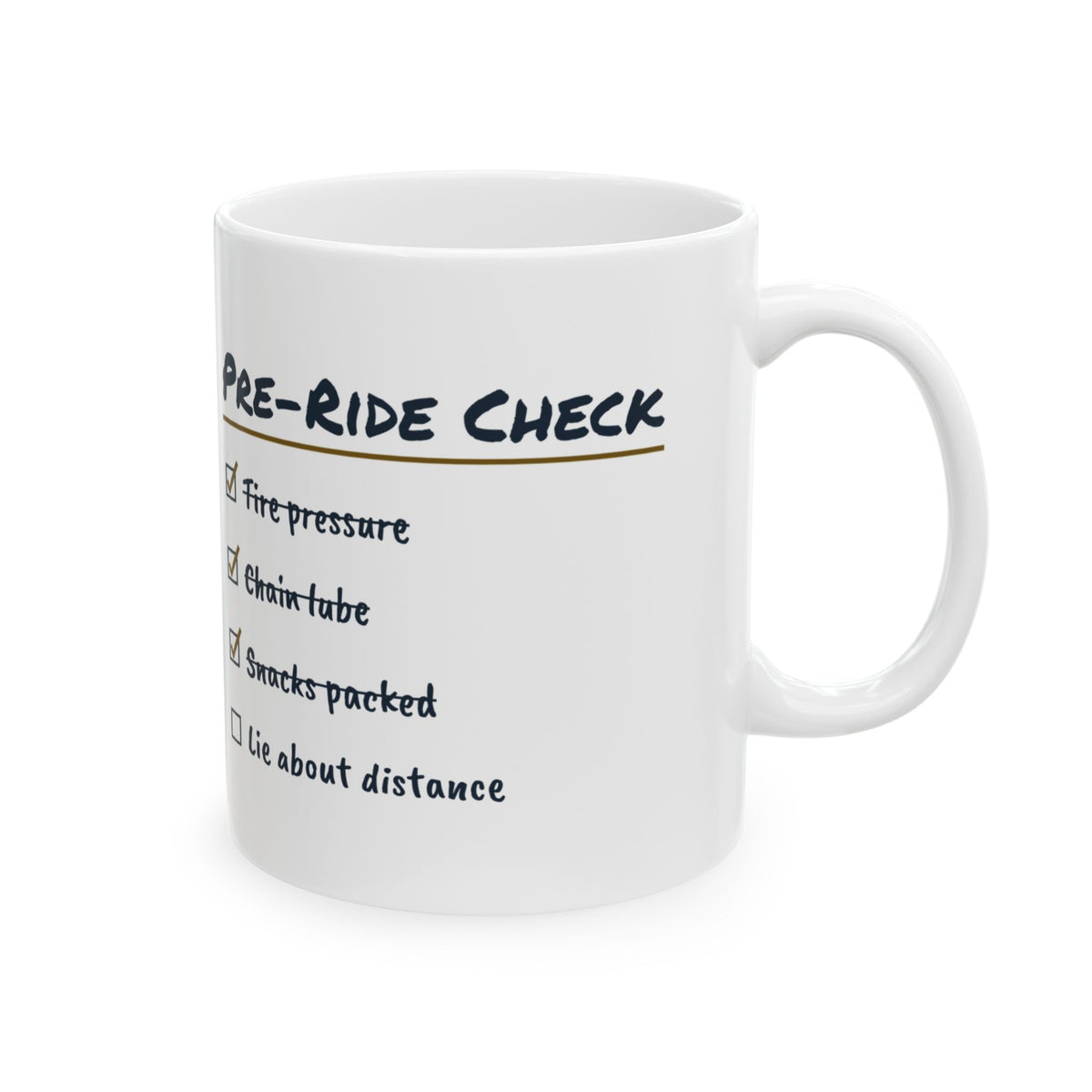 Funny Cycling Coffee Mug Pre-Ride Check List For Cyclists