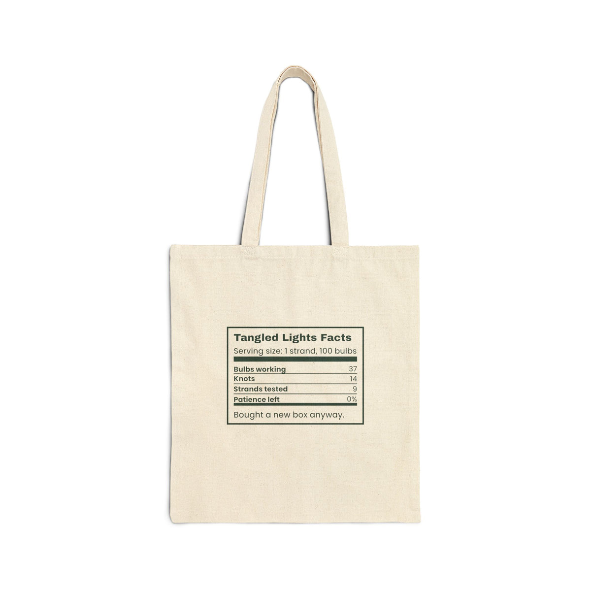 Funny Christmas Tote Bag Tangled Lights Facts Patience Left 0