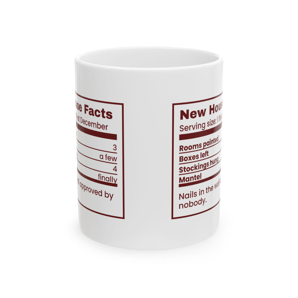 Funny Christmas Coffee Mug New House Facts Nutrition Label