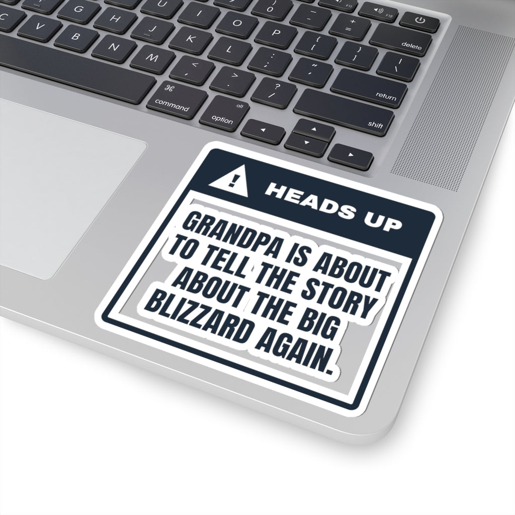 Funny Grandpa Christmas Sticker Big Blizzard Story Coming Up Again
