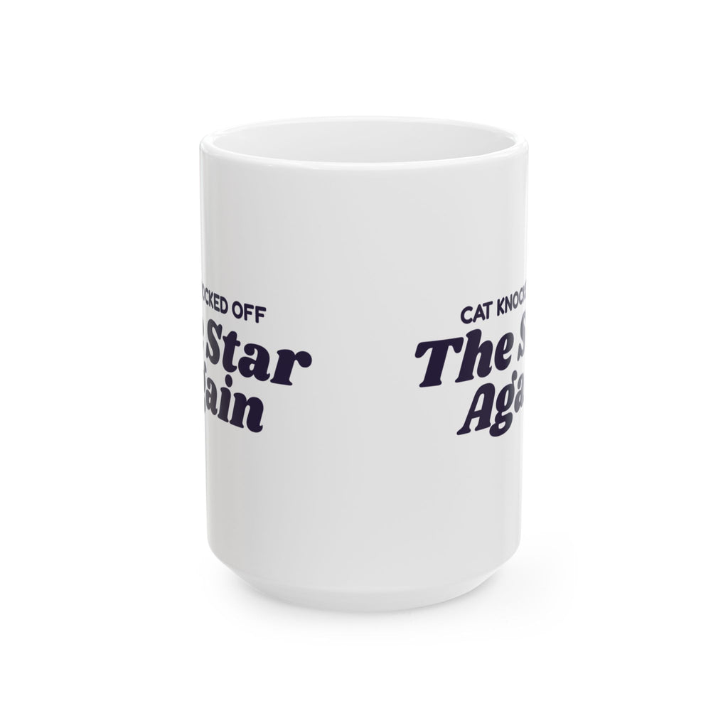 Funny Christmas Cat Coffee Mug Cat Knocked Off The Star Again