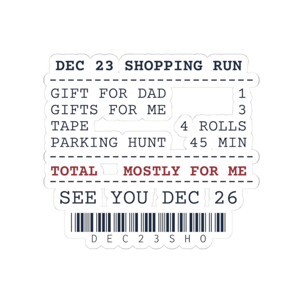 Funny Christmas Sticker Dec 23 Shopping Run Receipt For Shoppers