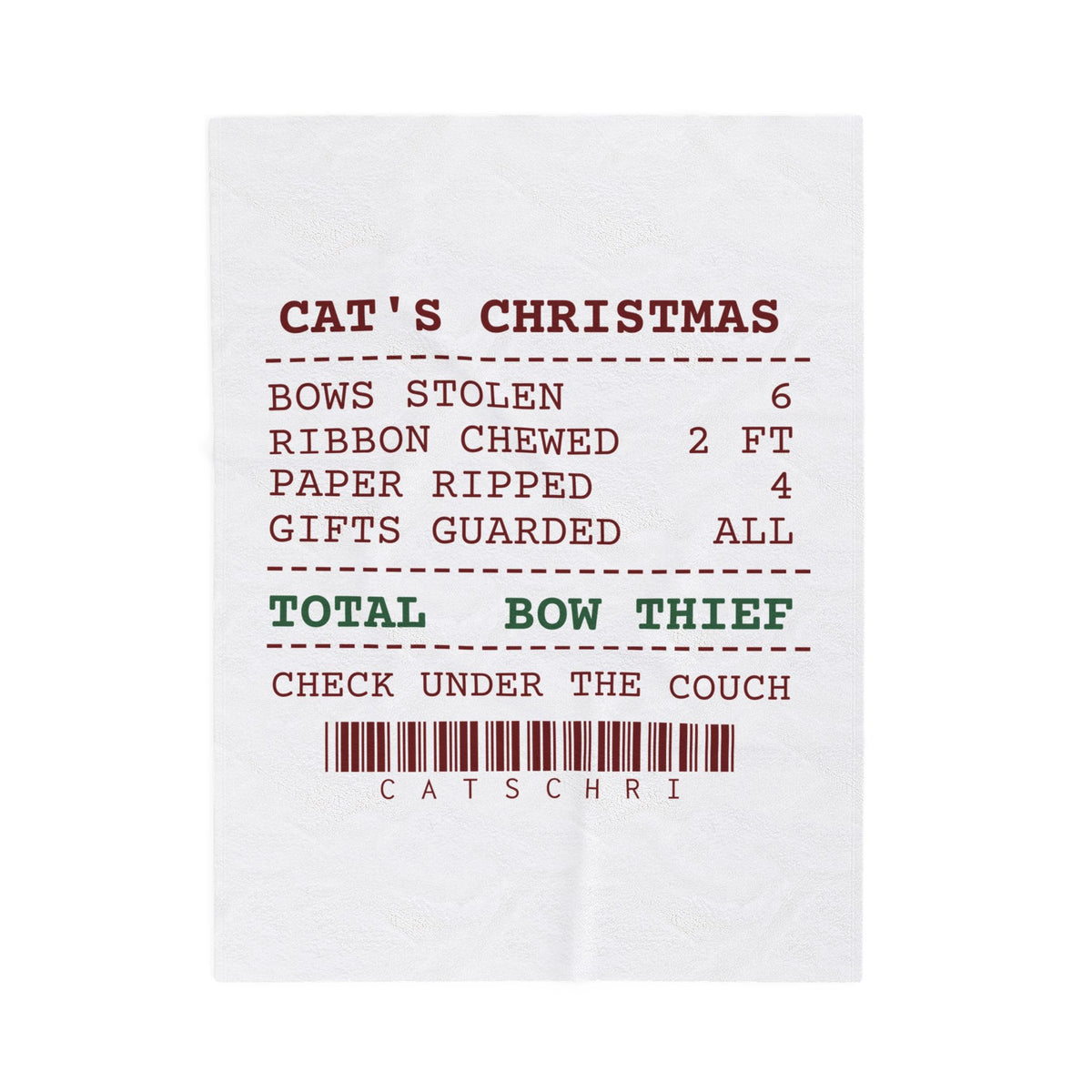 Funny Christmas Cat Throw Blanket Bows Stolen Receipt For Cat Owners