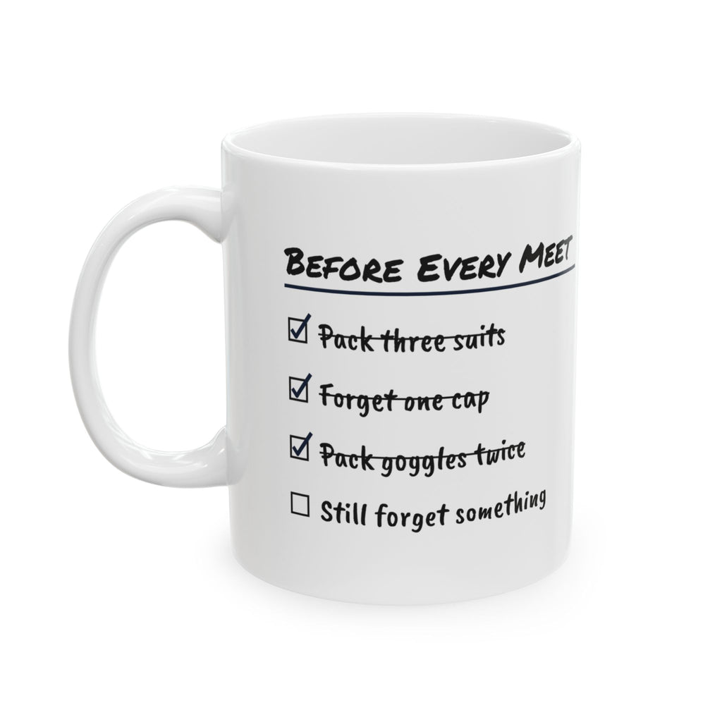 Swim Team Coffee Mug Before Every Meet Checklist