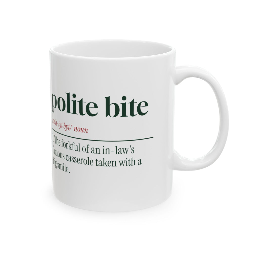 Funny In-Laws Christmas Coffee Mug Polite Bite Dictionary Definition