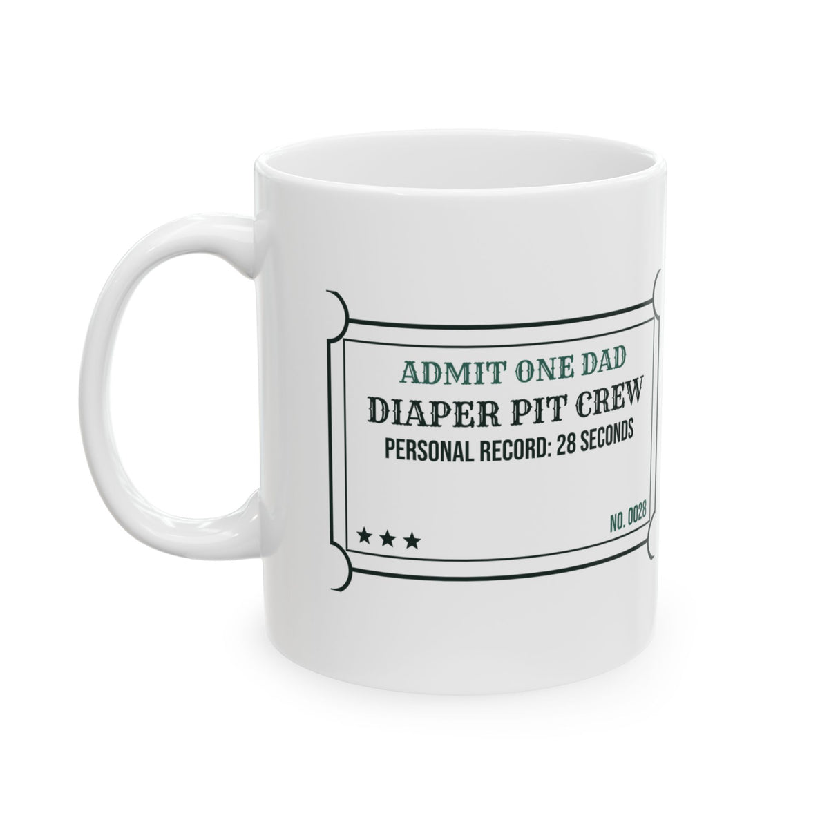 Funny New Dad Coffee Mug Diaper Pit Crew Ticket For New Dads
