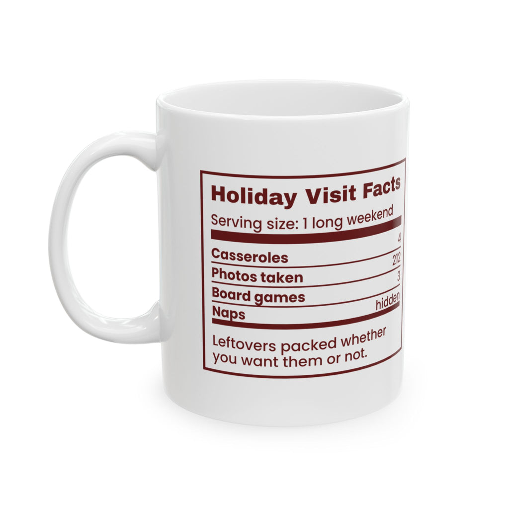 Funny Christmas In-Laws Coffee Mug Holiday Visit Facts Label