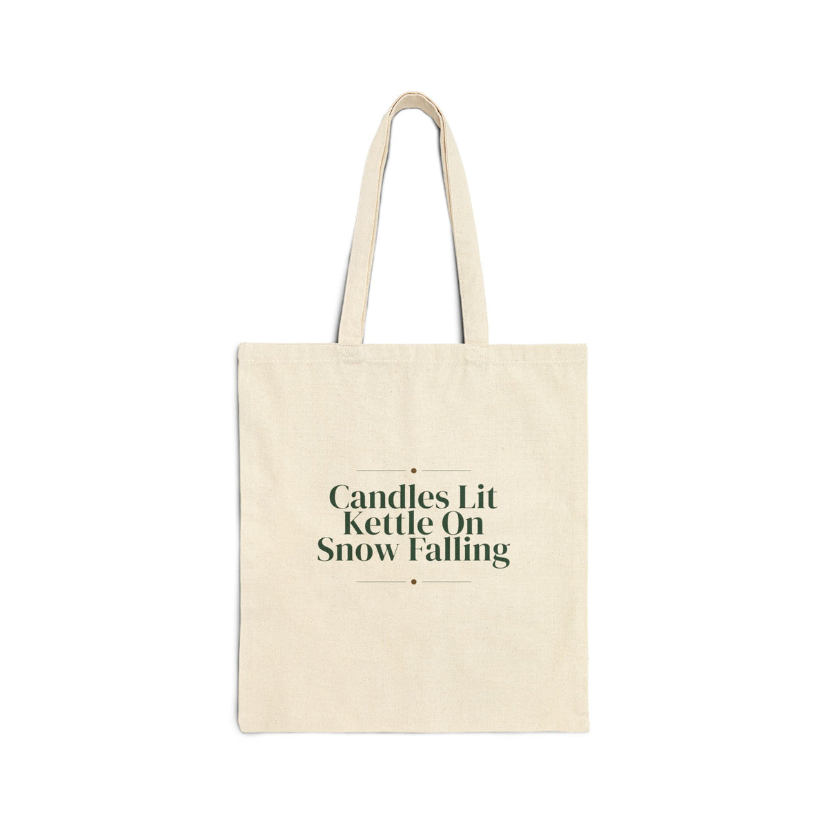 Christmas Tote Bag Candles Lit Kettle On Snow Falling Cozy Winter