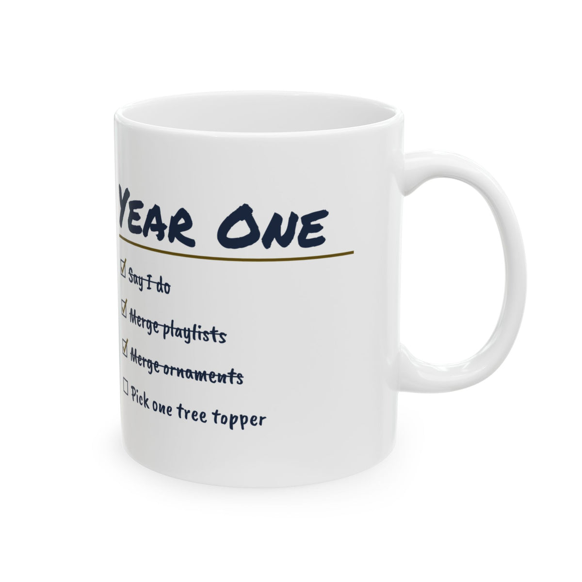Funny Newlywed Christmas Coffee Mug Pick One Tree Topper Checklist