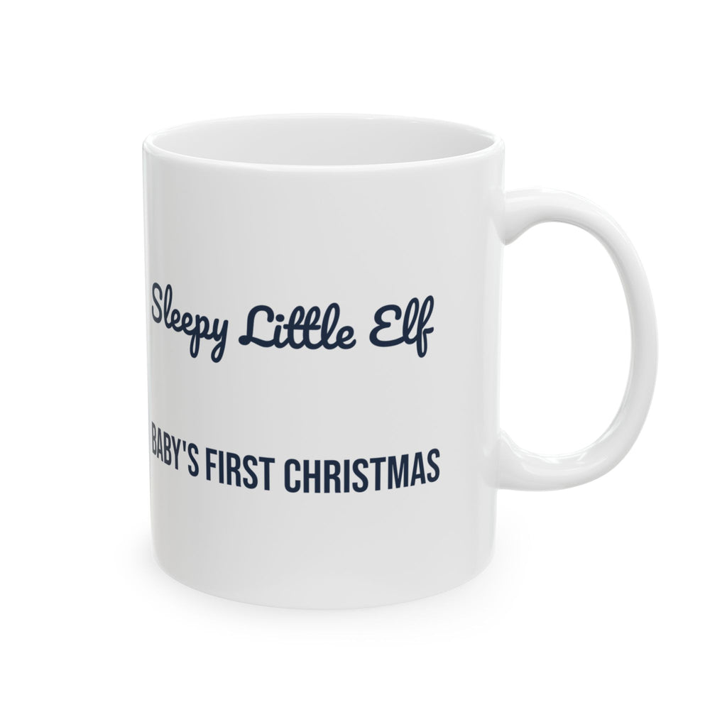 Christmas Coffee Mug Sleepy Little Elf Baby's First Christmas