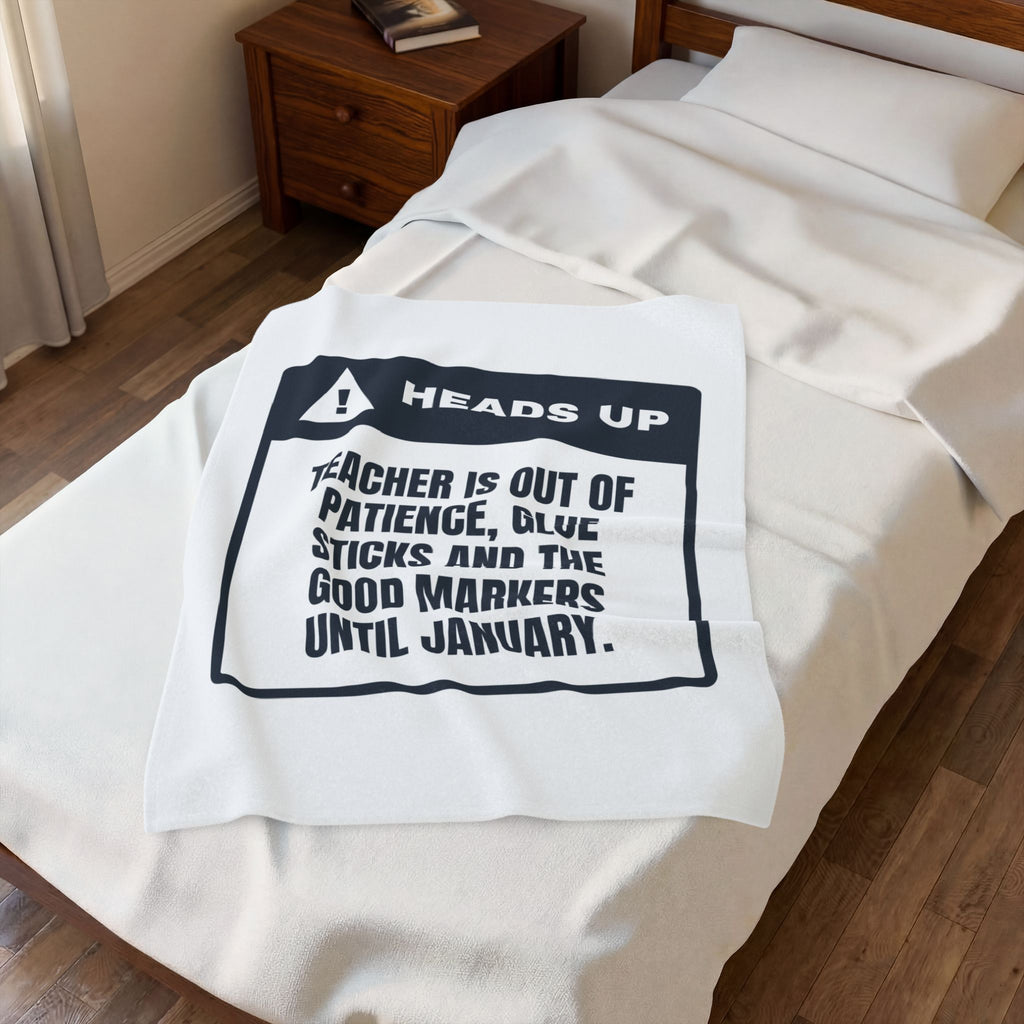 Funny Christmas Teacher Throw Blanket Out Of Glue Sticks Until January