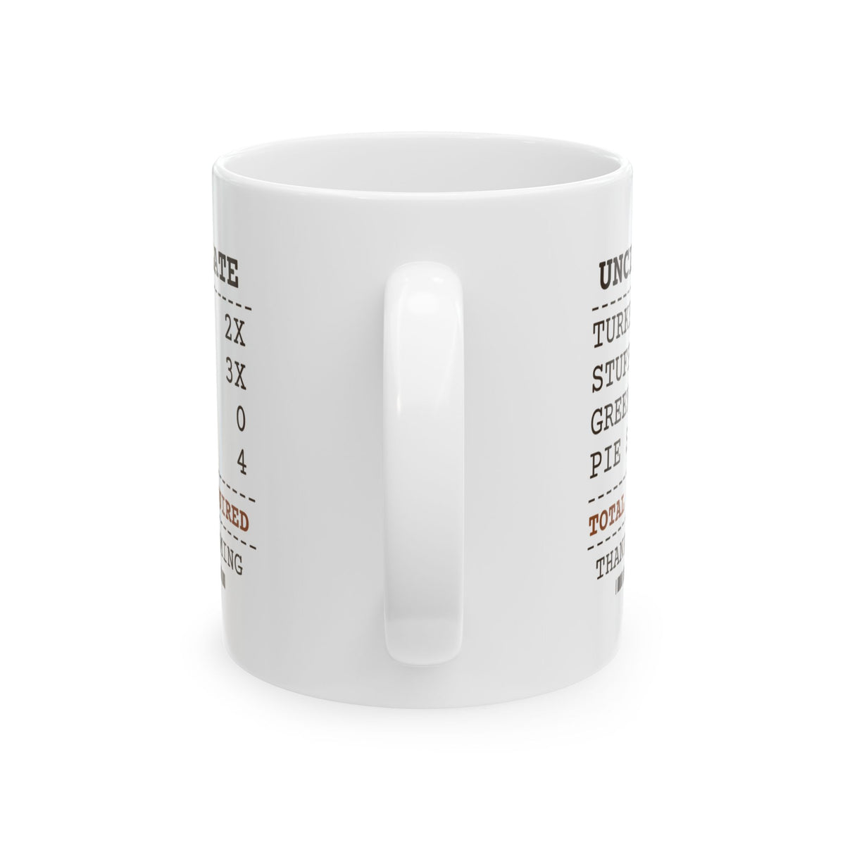 Funny Thanksgiving Coffee Mug Uncle Plate Receipt Green Beans Zero