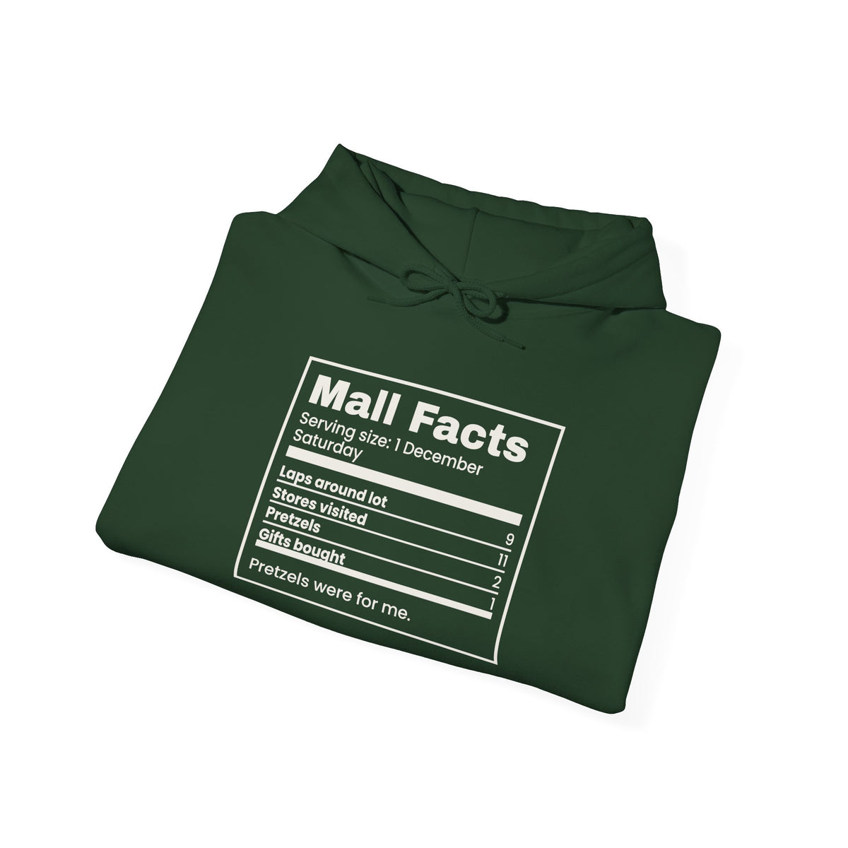 Funny Christmas Shopping Hoodie Mall Facts Nutrition Label