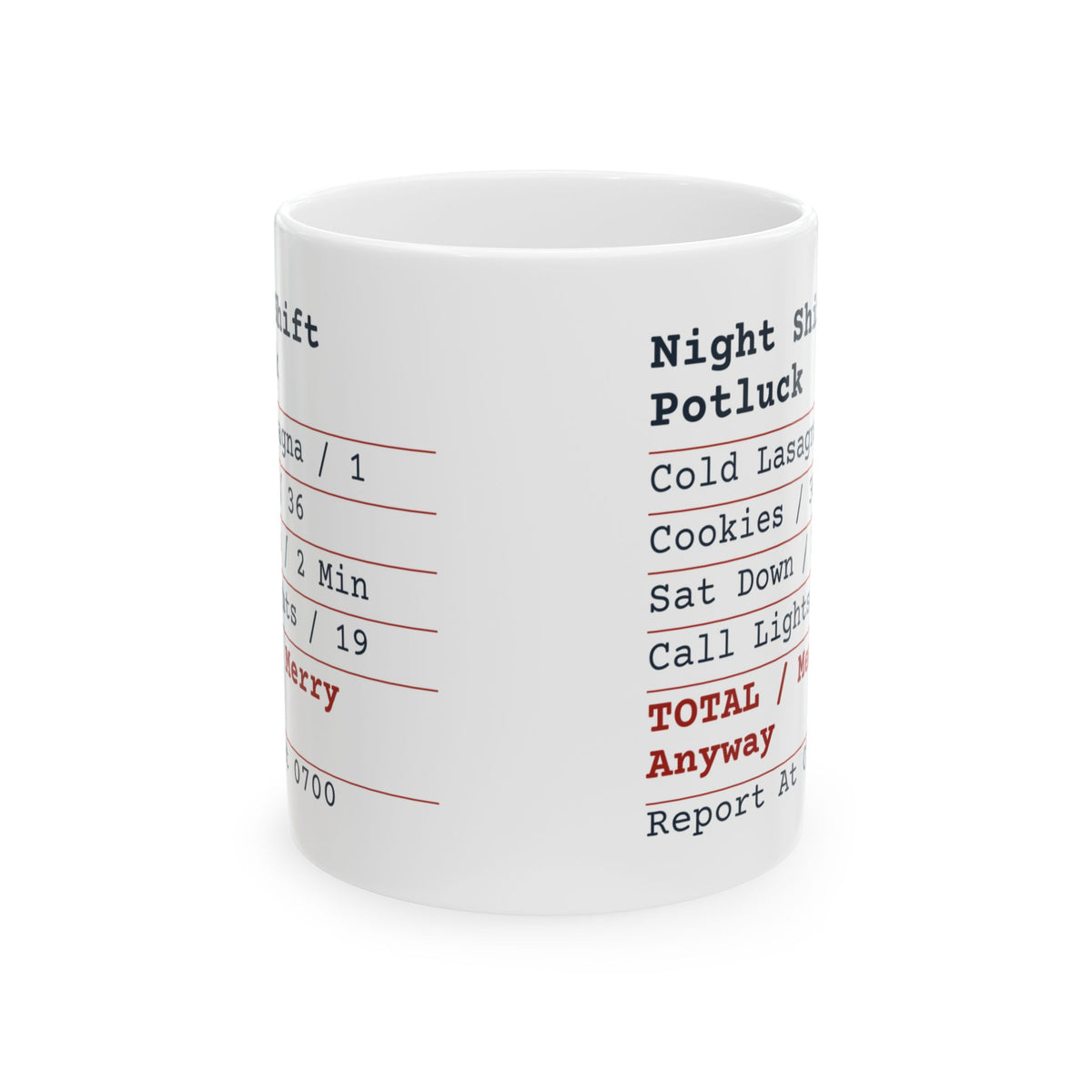 Funny Christmas Nurse Coffee Mug Night Shift Potluck Receipt