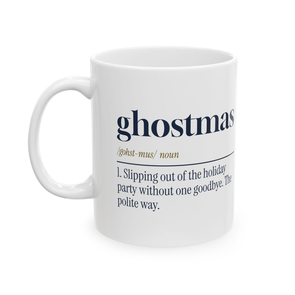 Funny Christmas Introvert Coffee Mug Ghostmas Dictionary Definition