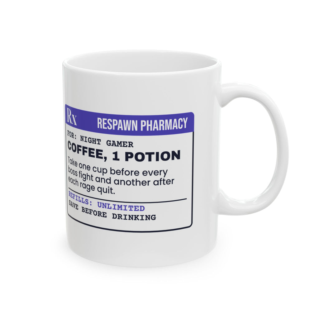 Funny Gamer Coffee Mug Save Before Drinking Prescription Potion